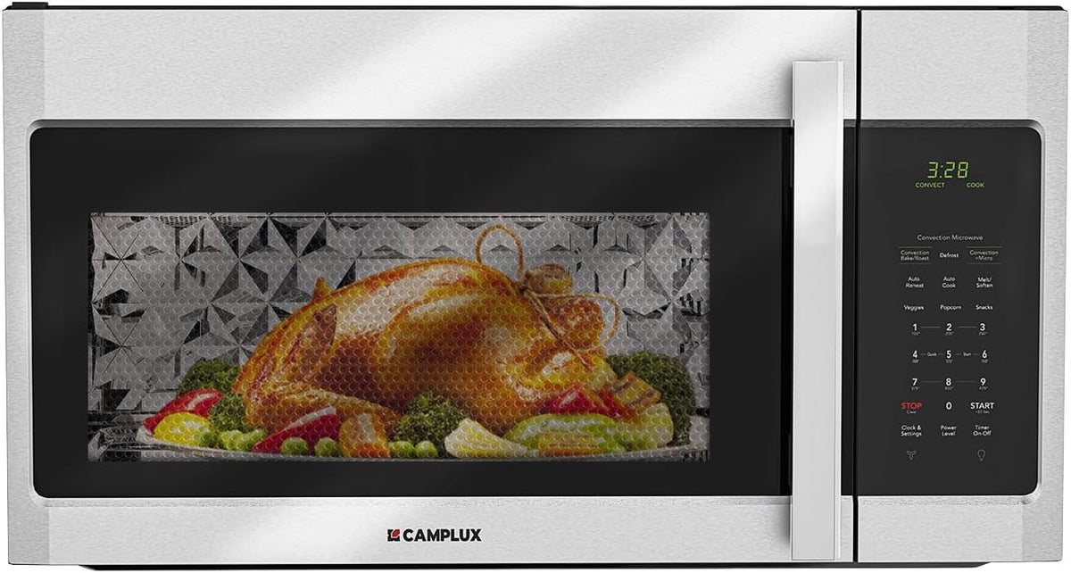 CAMPLUX OTR3012S 30" Convection Over-the-Range Microwave Oven, 1.5 Cu. Ft. Stainless Steel OTR Microwave with 300 CFM Venting, Bake & Roast Like a Real Oven, Low Noise Design