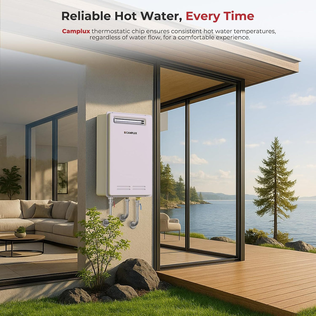 Camplux Whole Home Outdoor Tankless Hot Water Heater 6.86 GPM | White
