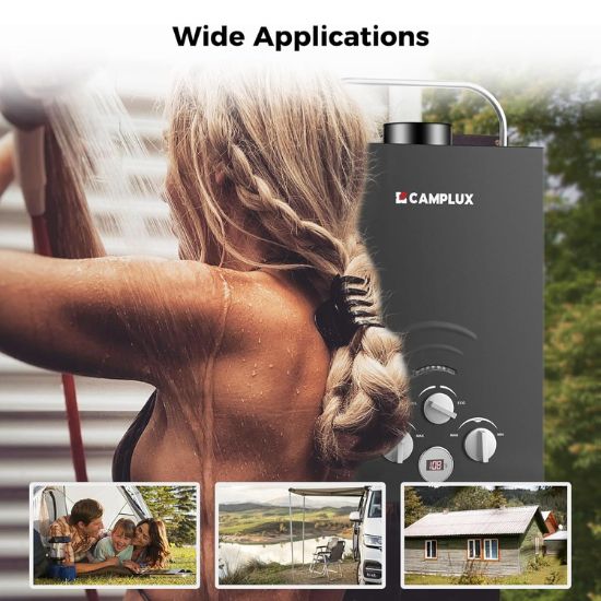 Portable Water Heater, Camplux 1.58 GPM Tankless Gas Water Heater, Black