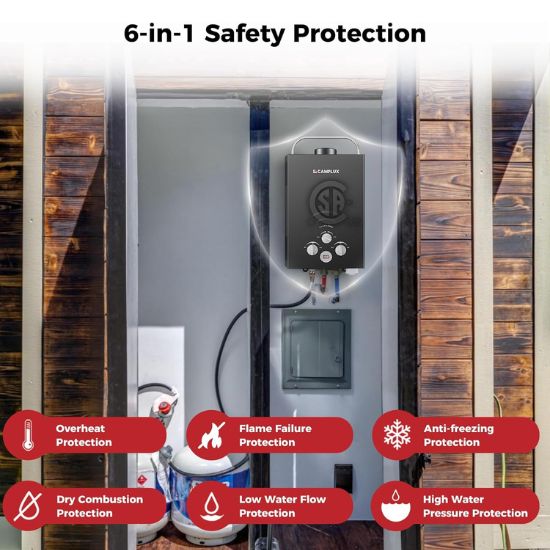 Portable Water Heater, Camplux 1.58 GPM Tankless Gas Water Heater, Black