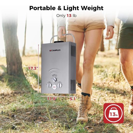 Portable Water Heater, Camplux 1.58 GPM Tankless Gas Water Heater, Gray