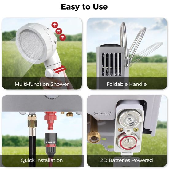 Portable Water Heater, Camplux 1.58 GPM Tankless Gas Water Heater, Gray