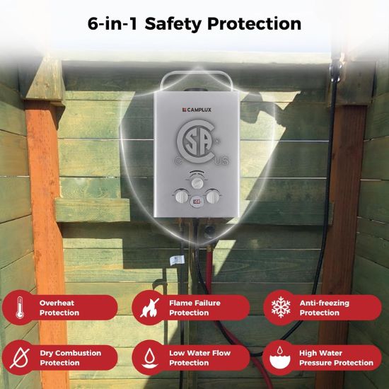 Portable Water Heater, Camplux 1.58 GPM Tankless Gas Water Heater, Gray