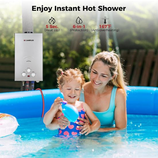 Camplux 2.64 GPM Propane Portable Gas Water Heater With Digital Display, Gray