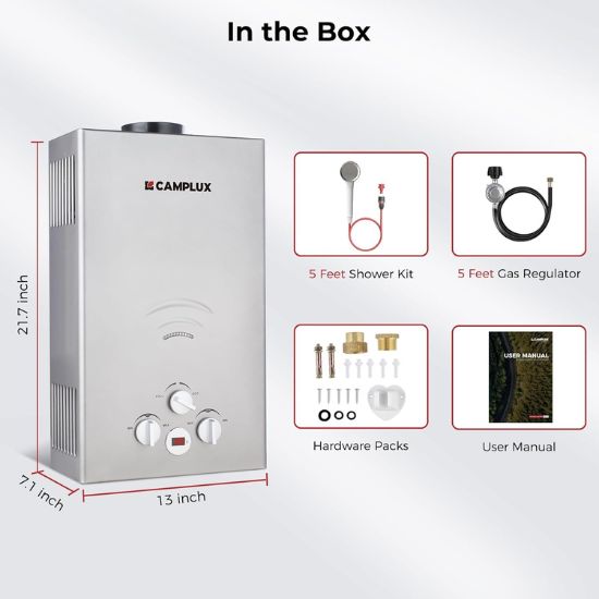 Camplux 2.64 GPM Propane Portable Gas Water Heater With Digital Display, Gray
