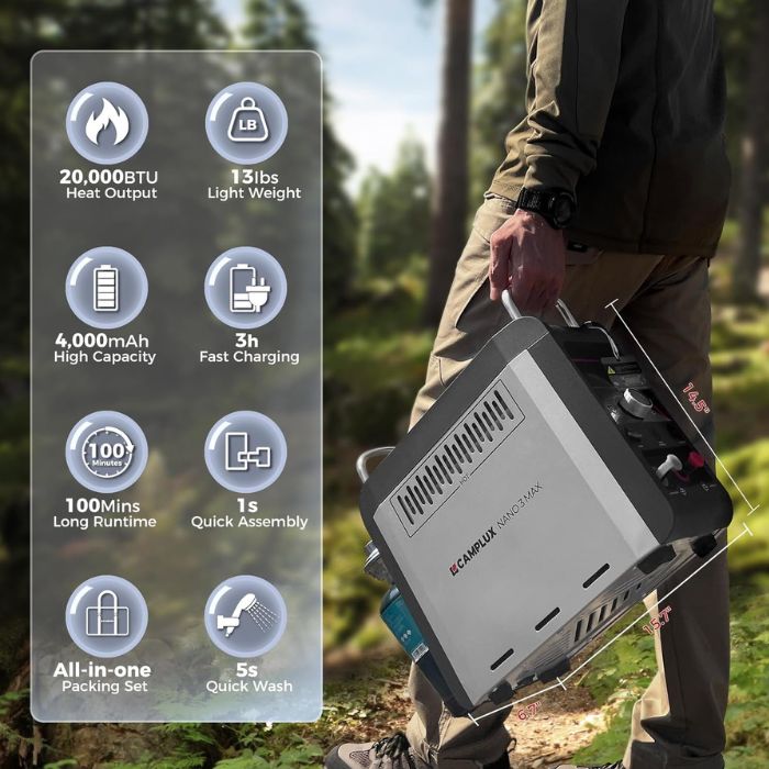 Camplux Nano 3 Max Portable Propane Water Heater