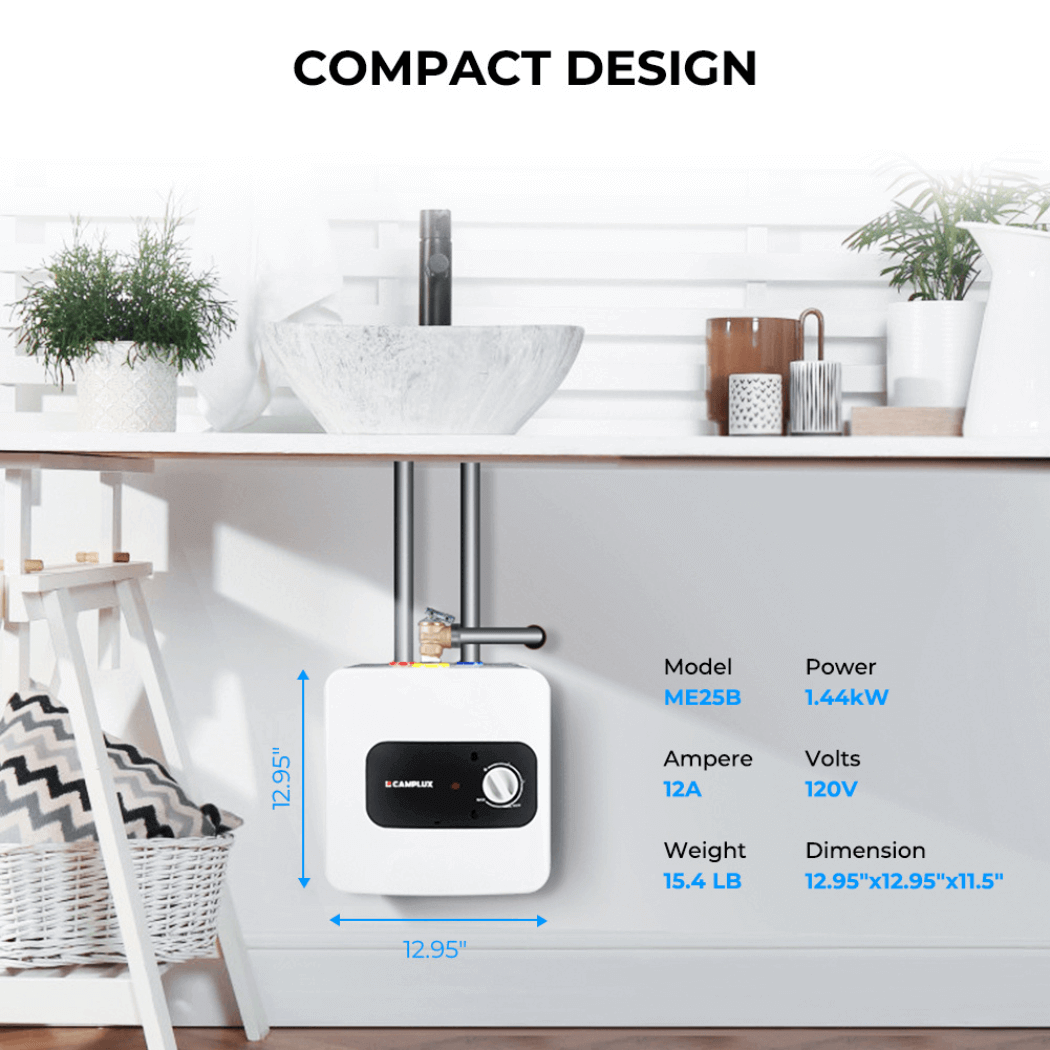 Mini Tank Portable Electric Water Heater 120V 2.5 Gallon