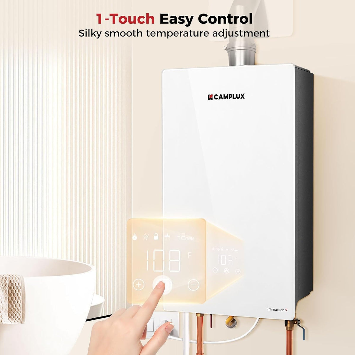 Camplux Instant Indoor Tankless Gas Water Heater 6.86 GPM | White