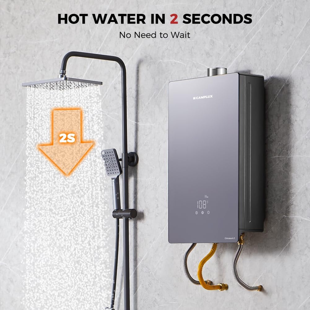 Camplux Instant Indoor Tankless Gas Water Heater 4.22 GPM | Grey