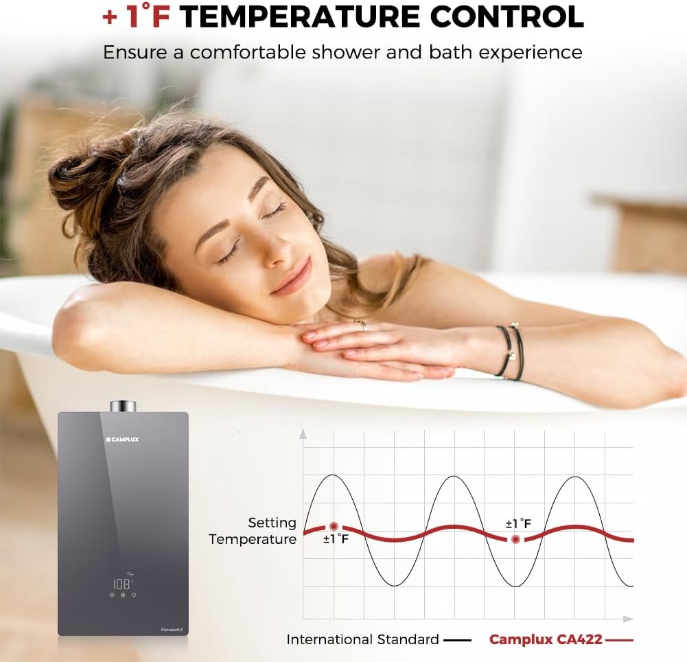 Camplux Instant Indoor Tankless Gas Water Heater 4.22 GPM | Grey