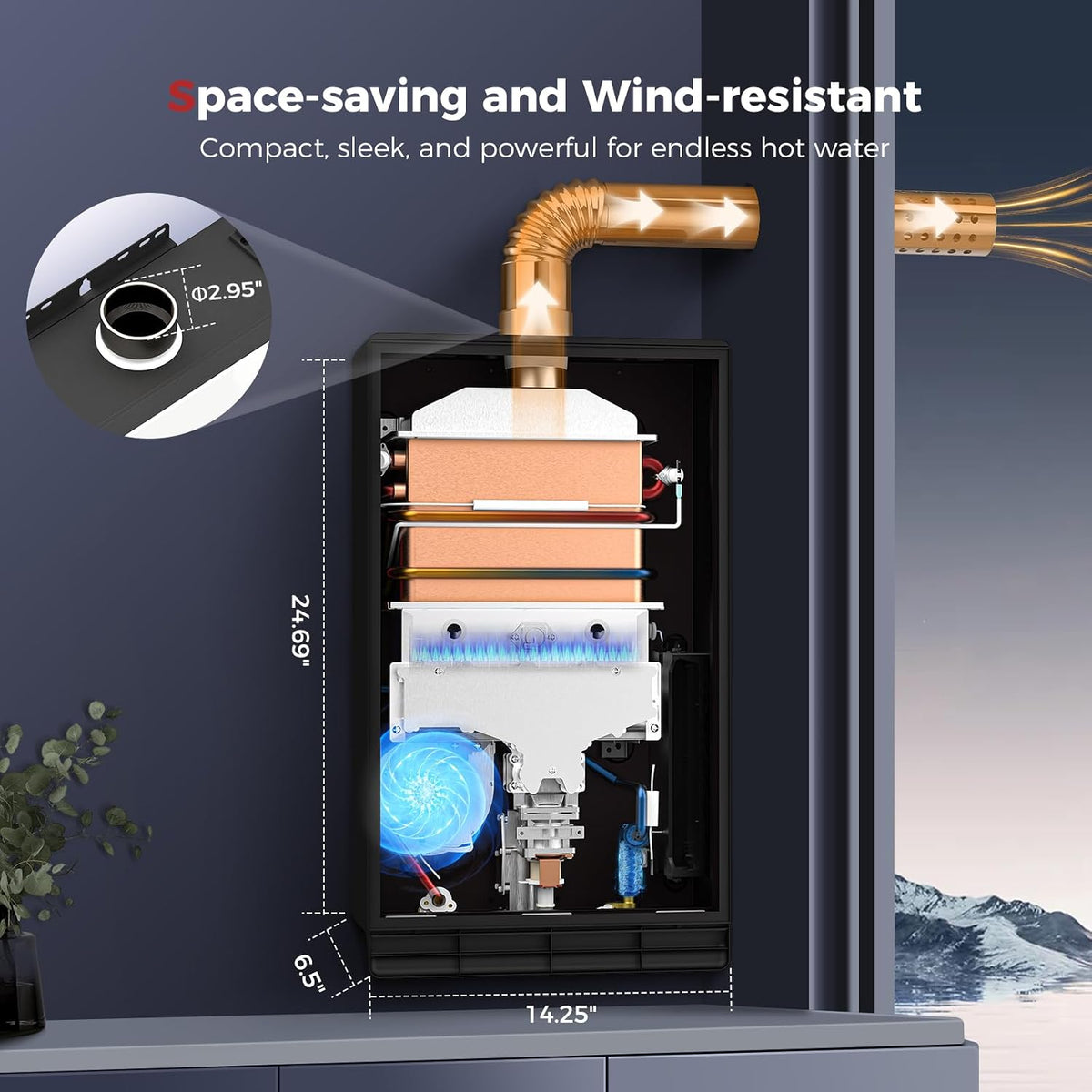 Camplux Instant Indoor Tankless Gas Water Heater 5.28 GPM | White