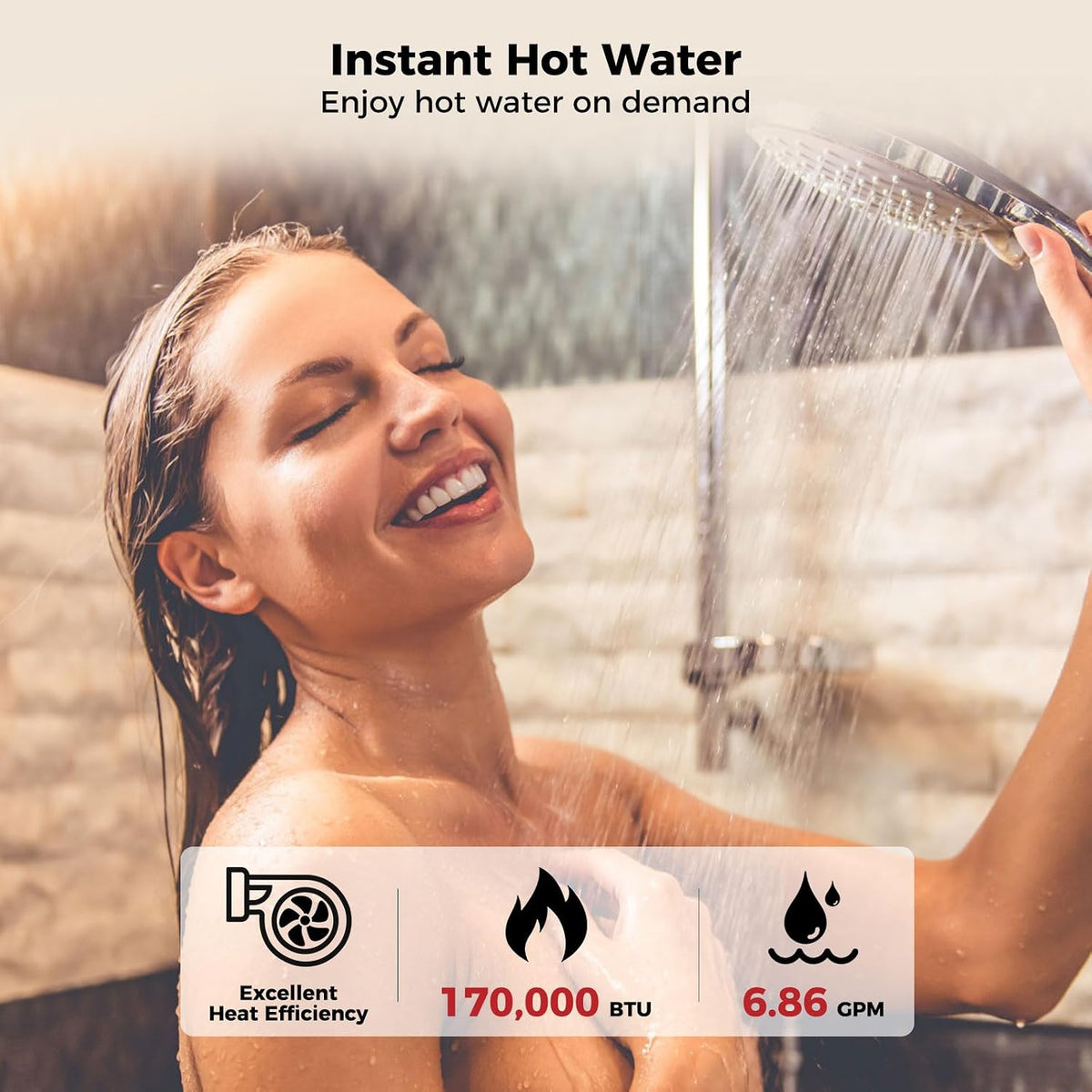 Camplux Instant Indoor Tankless Gas Water Heater 6.86 GPM | White