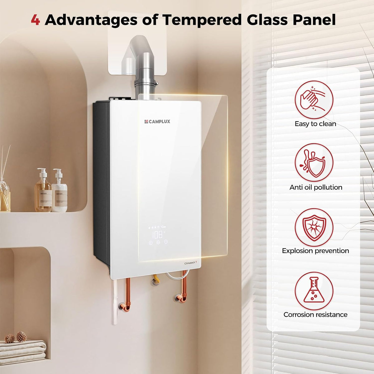 Camplux Instant Indoor Tankless Gas Water Heater 6.86 GPM | White