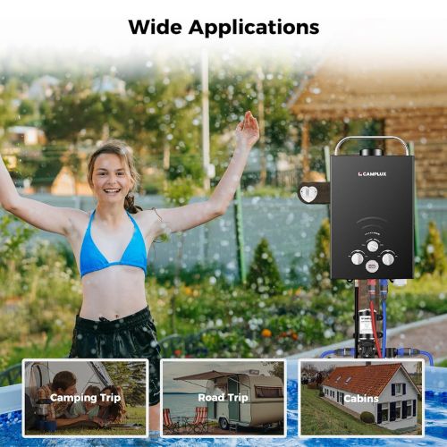 Camplux Tankless Water Heater for RV 1.58 GPM With Pump Kit, Black