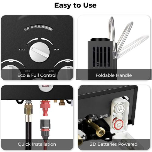 Camplux Tankless Water Heater for RV 1.58 GPM With Pump Kit, Black
