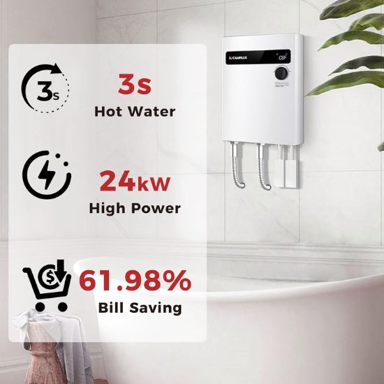 Camplux Whole House Electric Tankless Water Heater 24kW | White
