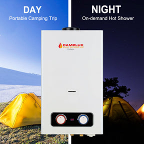 Portable Water Heater, Camplux 2.64 GPM Tankless Gas Water Heater, Outdoor Camping Water Heater Propane Shower, White