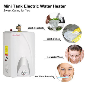 Camplux 4-Gallon Mini Tank Electric Water Heater with Cord Plug, 120 Volts